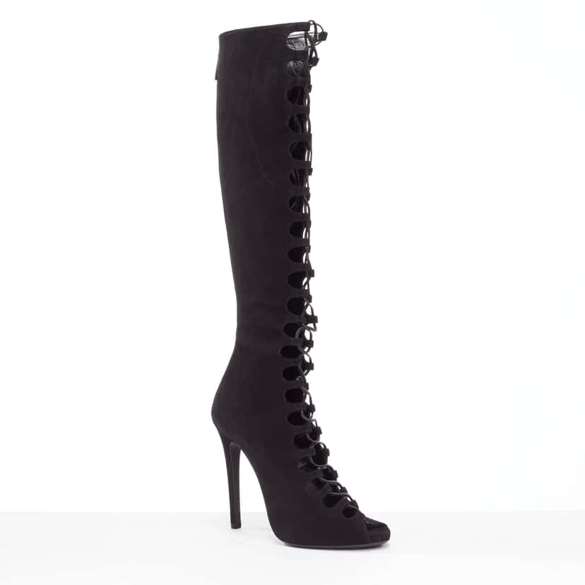 Giambattista Valli Criss Cross Boots Black Leather Very good condition - Back View