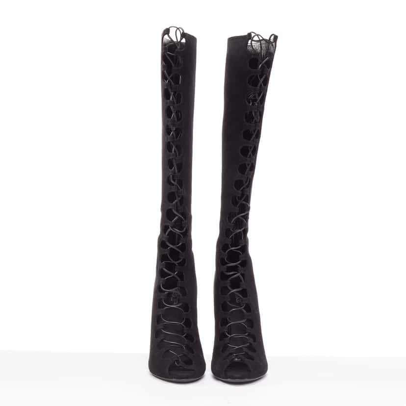 Giambattista Valli Criss Cross Boots Black Leather Very good condition - Inside View