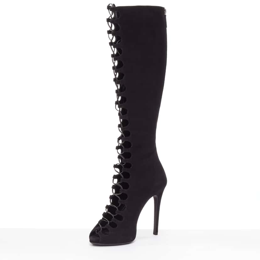 Giambattista Valli Criss Cross Boots Black Leather Very good condition - Model View