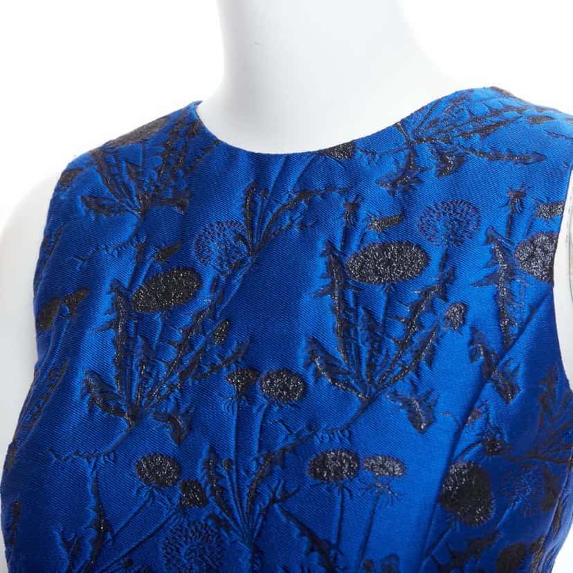 Oscar De La Renta Lurex Cloque Dress Blue Polyester Never worn - Back View