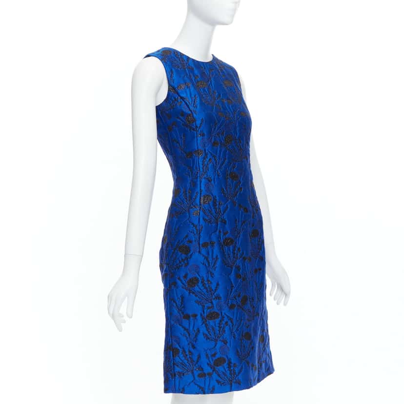 Oscar De La Renta Lurex Cloque Dress Blue Polyester Never worn - Inside View