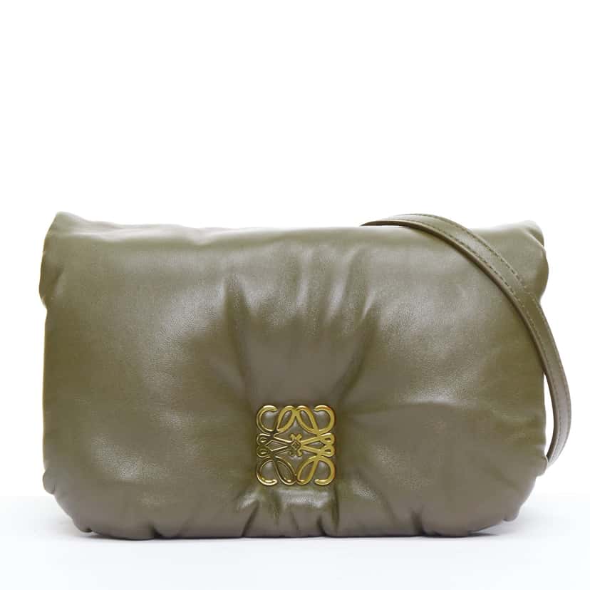 Loewe Mini Puffer Goya Khaki Leather Very good condition - Front View