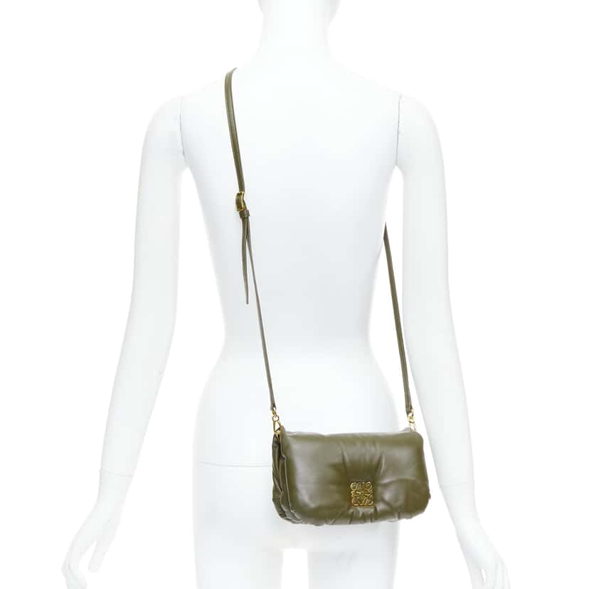 Loewe Mini Puffer Goya Khaki Leather Very good condition - Back View