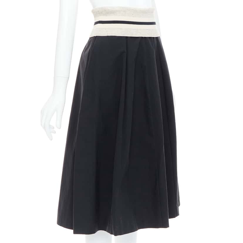 Brunello Cucinelli Foldover Waist Skirt Black Cotton Very good condition - Inside View