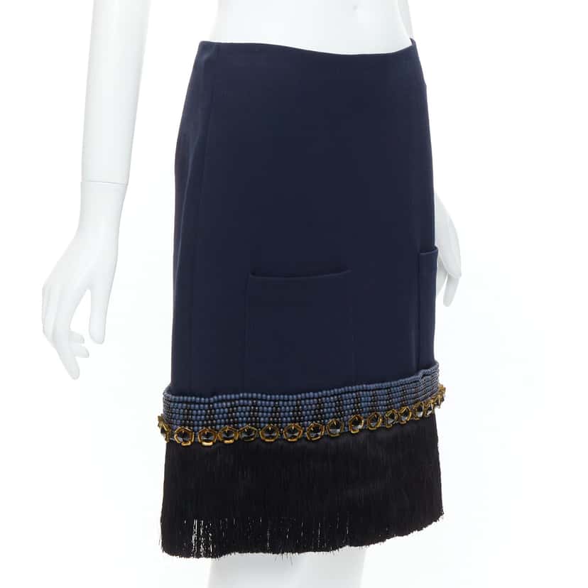 Marni Fringe Hem Skirt Navy Polyamide Very good condition - Inside View