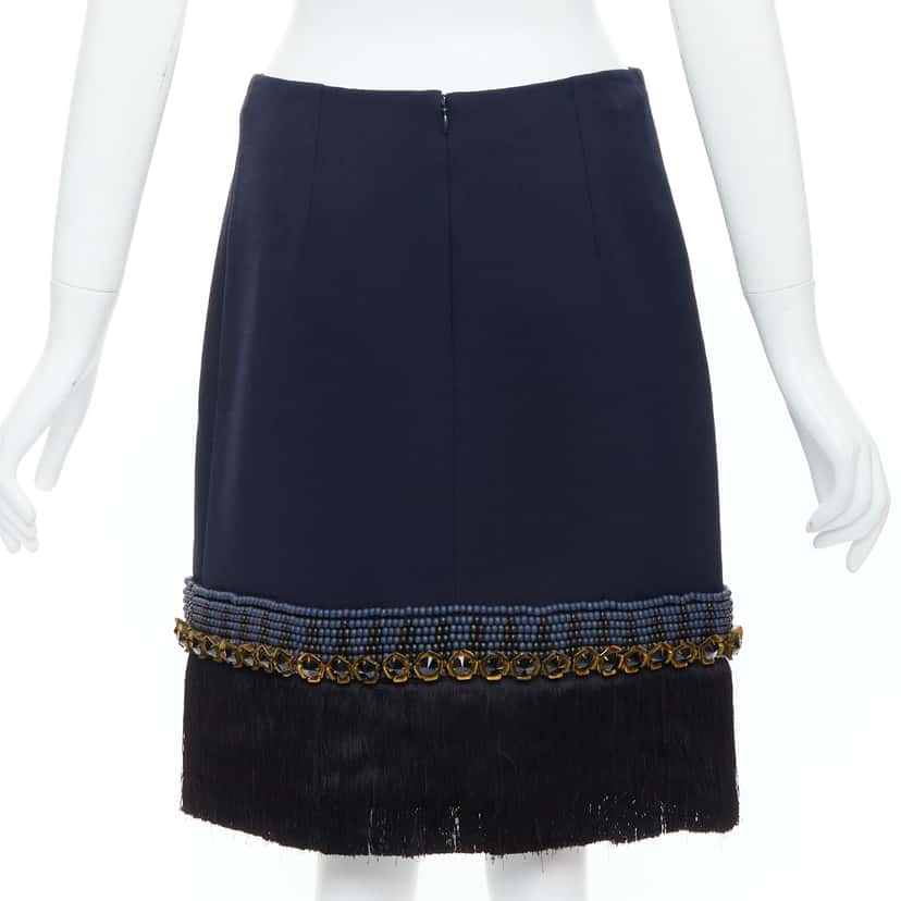 Marni Fringe Hem Skirt Navy Polyamide Very good condition - Box View