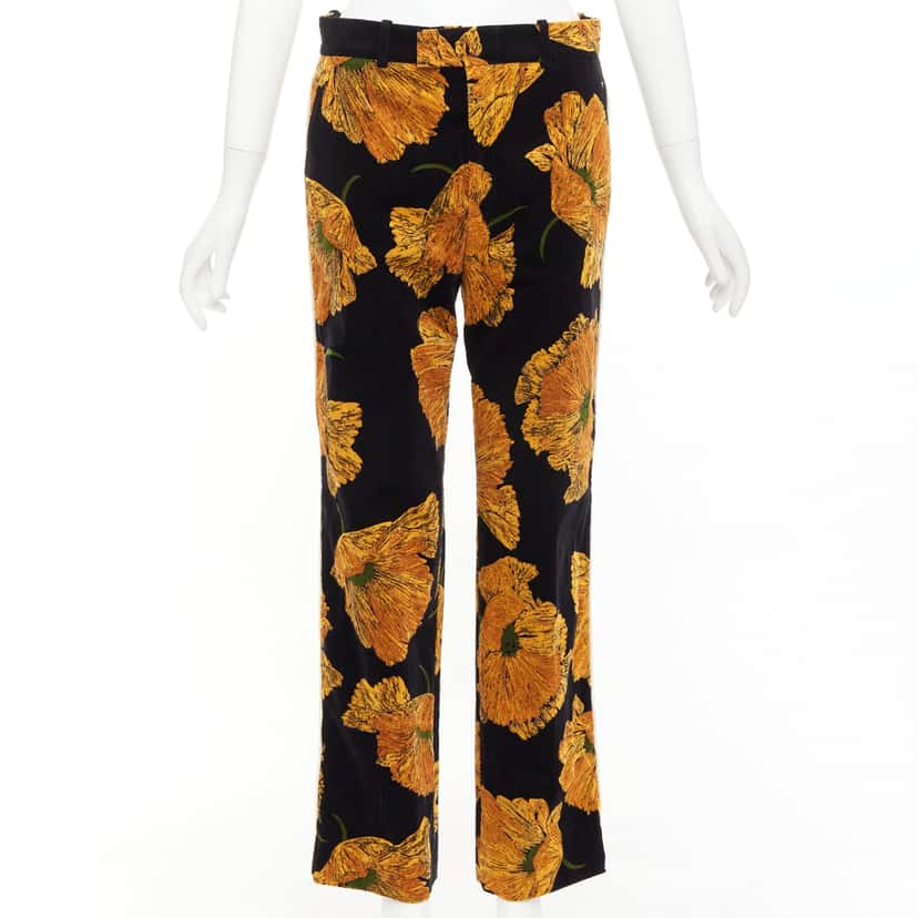 Gucci Floral Velvet Pants Black Velvet Very good condition - Front View