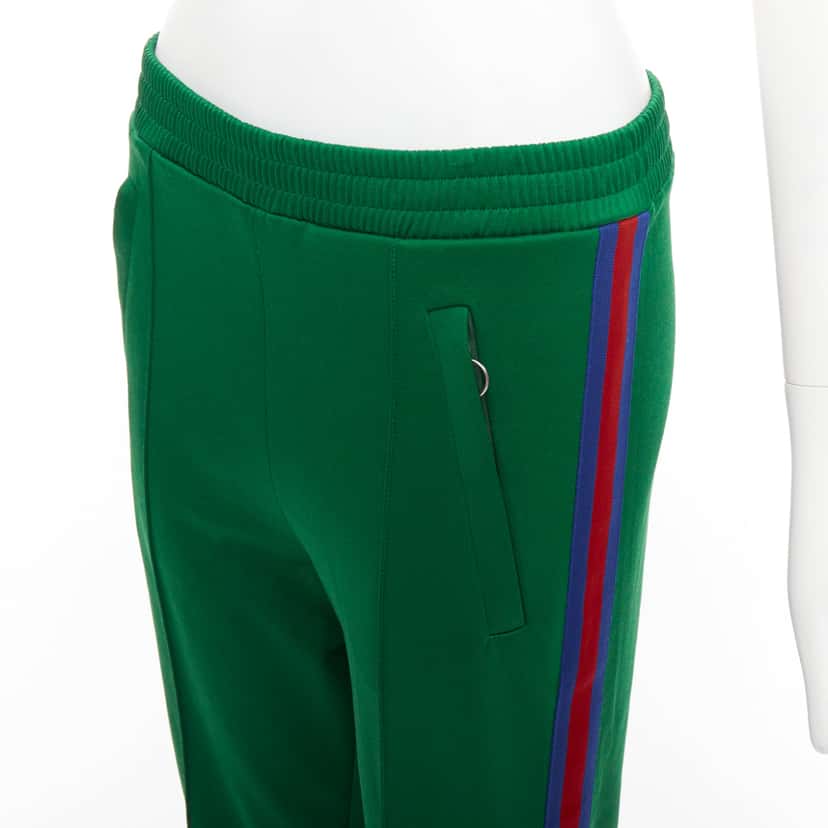 Gucci Web Trim Pants Green Polyester Good condition - Back View