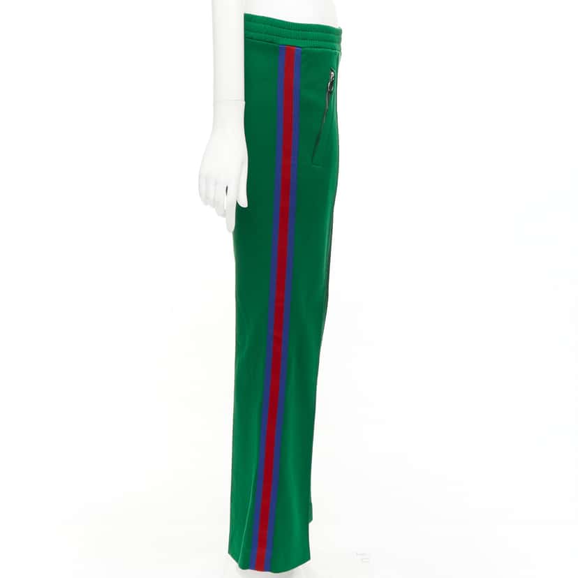 Gucci Web Trim Pants Green Polyester Good condition - Model View