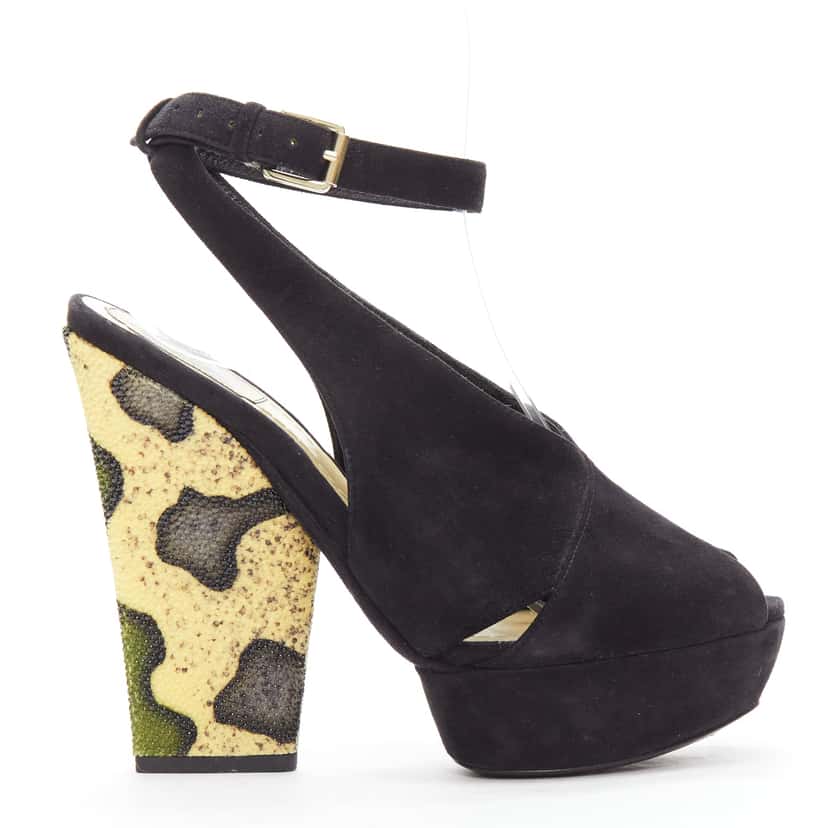 Christian Dior Scaled Platforms Black Suede Good condition - Front View