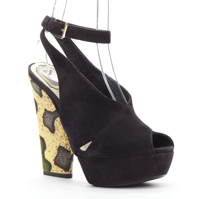 Christian Dior Scaled Platforms Black Suede Good condition - Back View