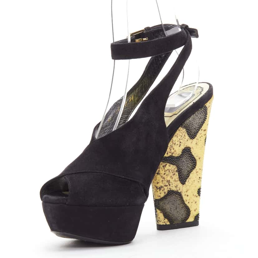 Christian Dior Scaled Platforms Black Suede Good condition - Model View