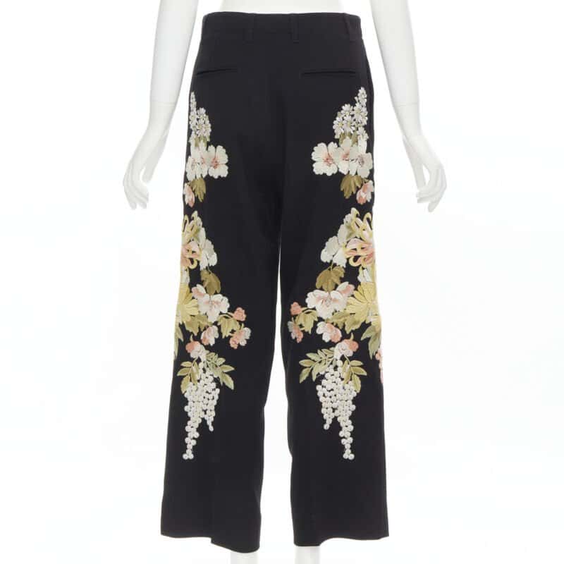 Gucci Floral Wide Pants Black Polyester Never worn - Box View
