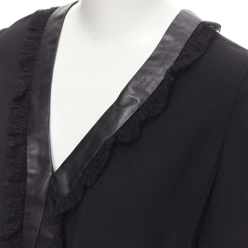 Saint Laurent Lace Ruffle Dress Black Polyester Never worn, with tag - Back View
