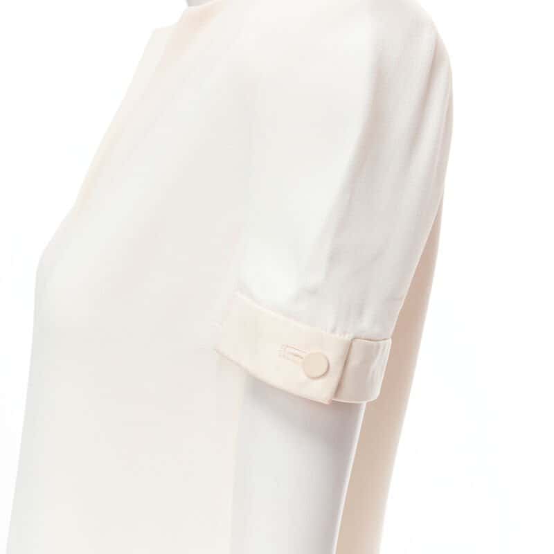 Saint Laurent Crepe Trimmed Dress Beige Very good condition - Back View