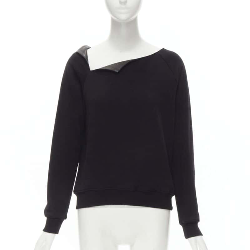 Saint Laurent Leather Collar Pullover Black Cotton Never worn - Front View