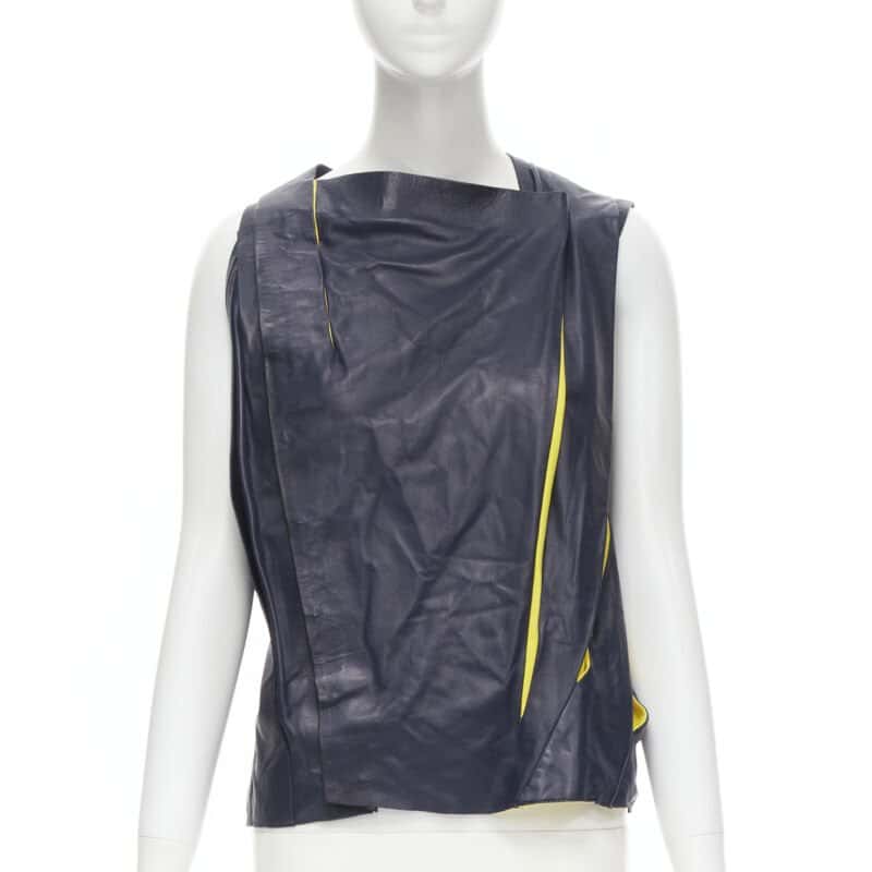 Balenciaga Pleated Leather Top Navy Leather Very good condition - Back View