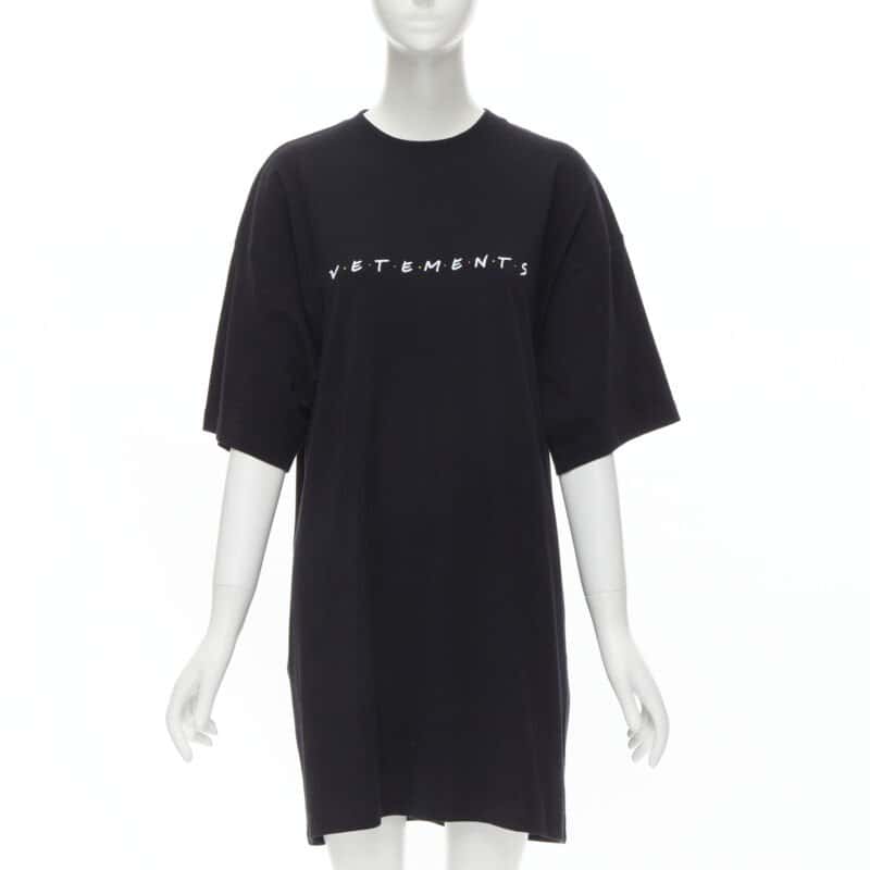 Vetements Logo T-shirt Dress Black Cotton Never worn - Front View