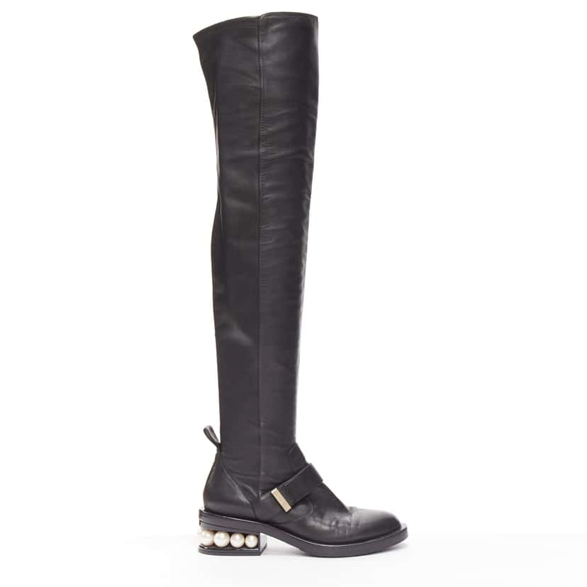 Nicholas Kirkwood Metallic Wingtip Boots Black Leather Very good condition - Front View