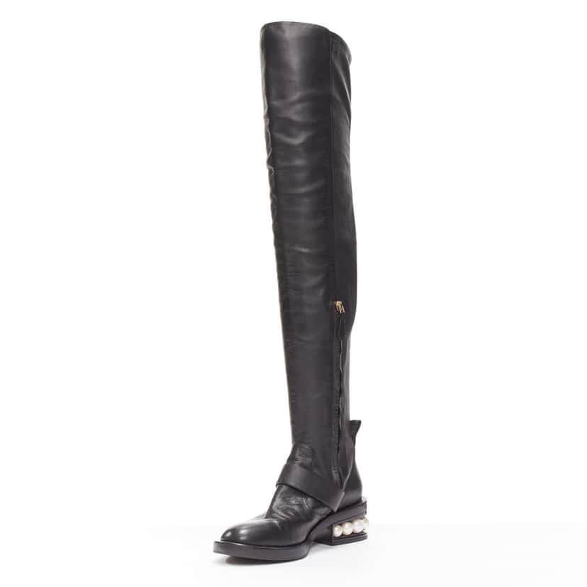 Nicholas Kirkwood Metallic Wingtip Boots Black Leather Very good condition - Box View