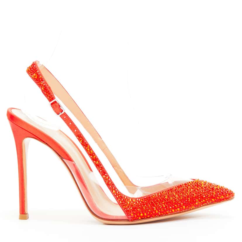 Gianvito Rossi Crystal Sling Pumps Red Very good condition - Front View