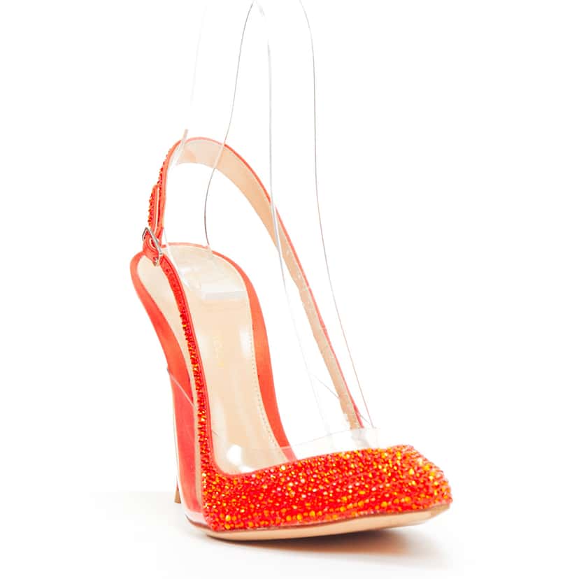 Gianvito Rossi Crystal Sling Pumps Red Very good condition - Back View