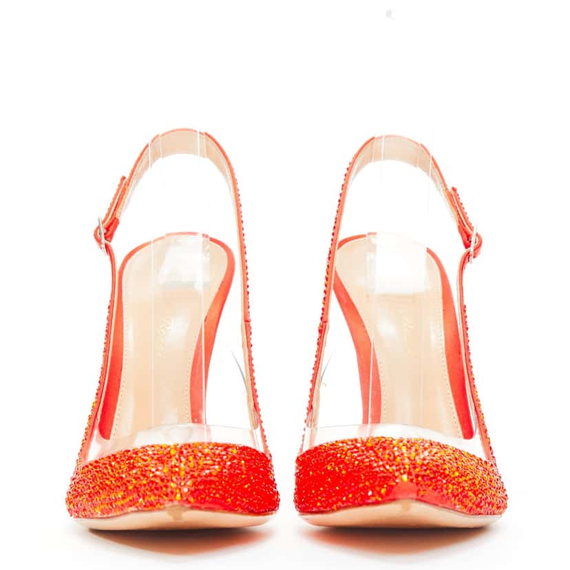 Gianvito Rossi Crystal Sling Pumps Red Very good condition - Inside View