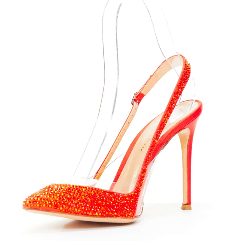 Gianvito Rossi Crystal Sling Pumps Red Very good condition - Model View