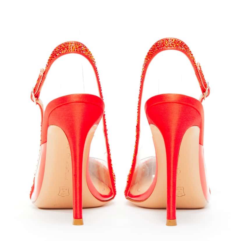 Gianvito Rossi Crystal Sling Pumps Red Very good condition - Box View
