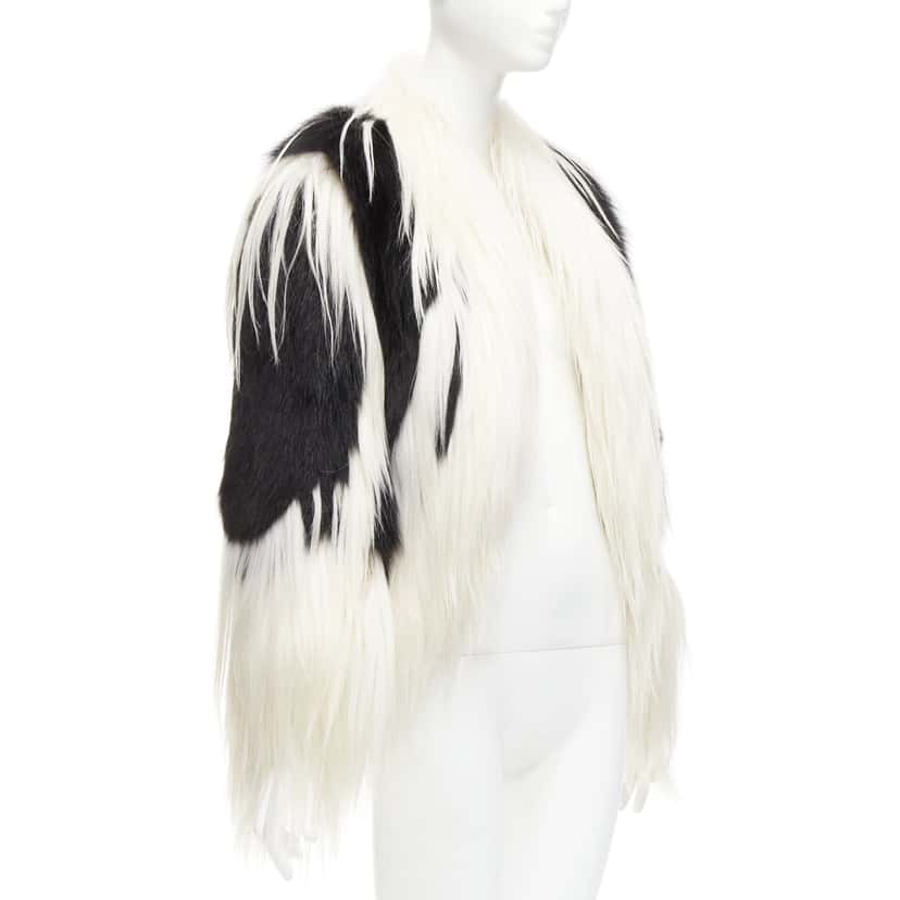 Revillon Black White Fur Coat Black Fur Never worn - Front View
