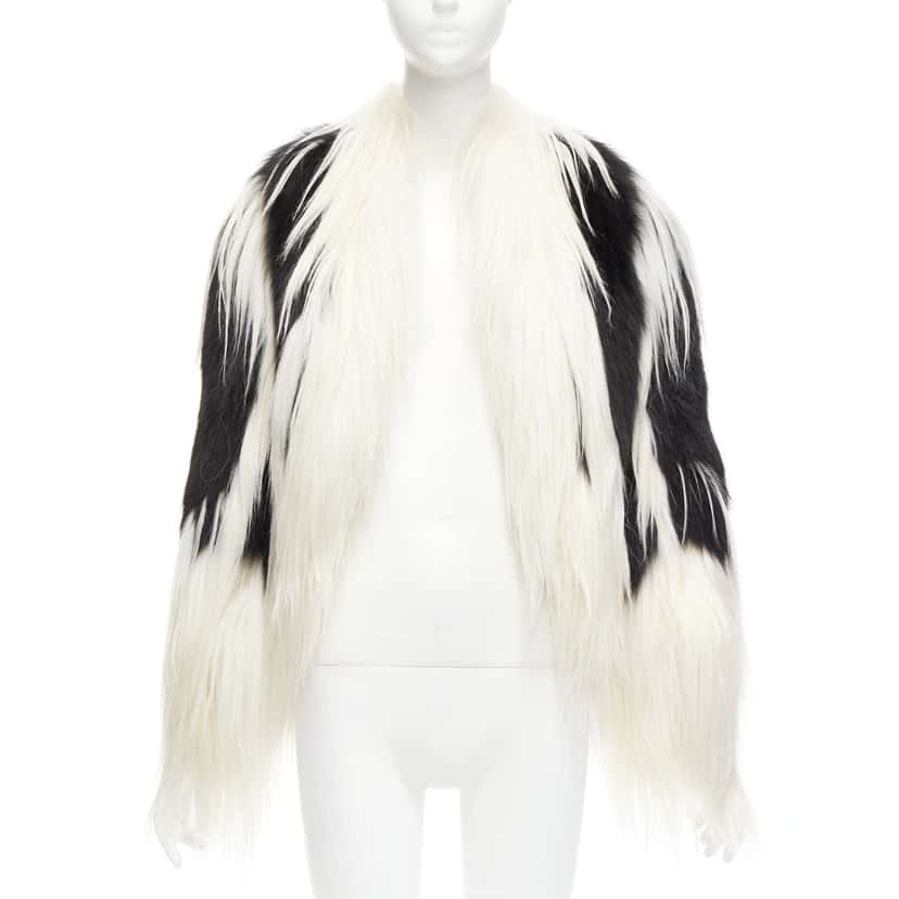 Revillon Black White Fur Coat Black Fur Never worn - Inside View