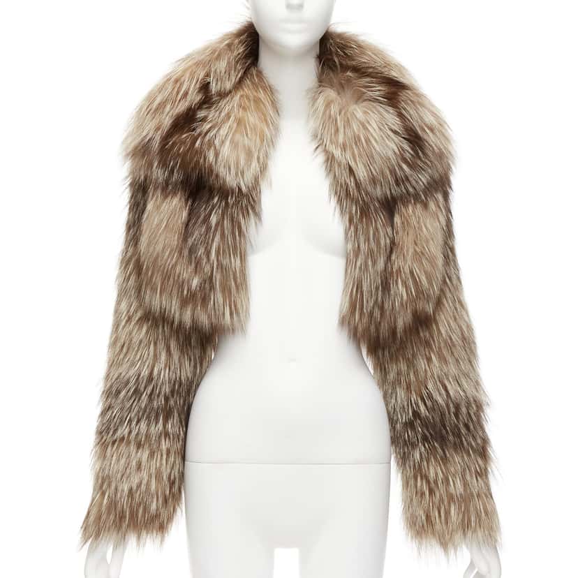 Fendi Brown Fur Crop Jacket Brown Fur Never worn - Front View