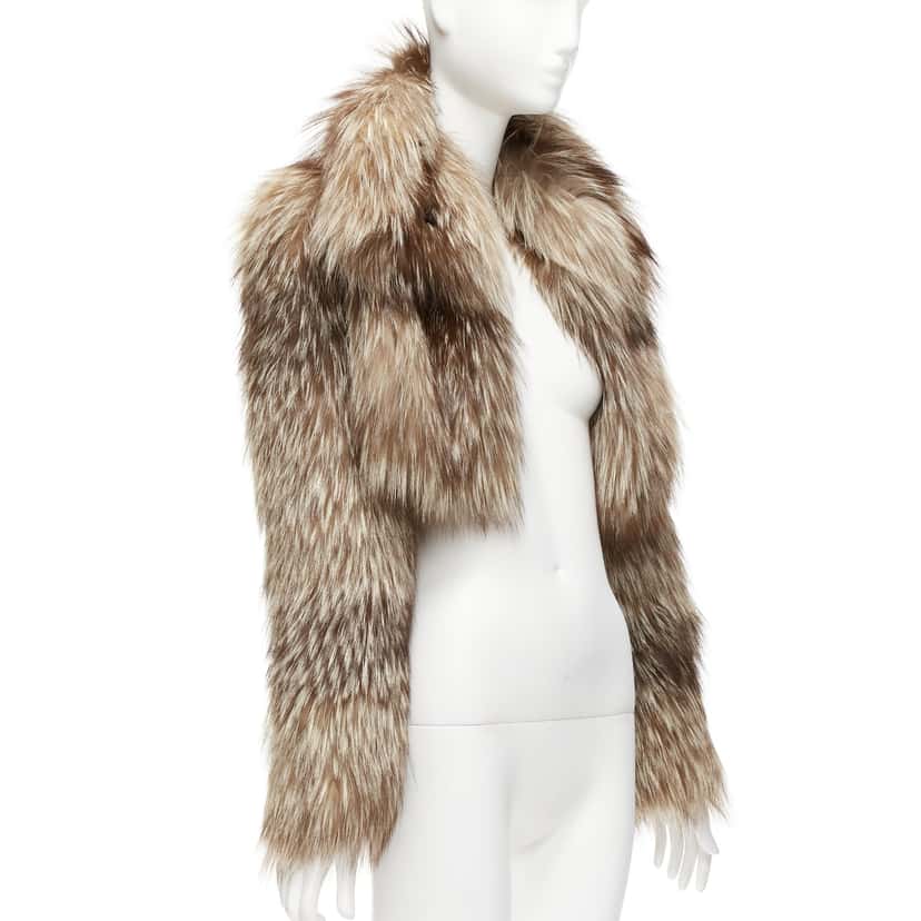 Fendi Brown Fur Crop Jacket Brown Fur Never worn - Inside View