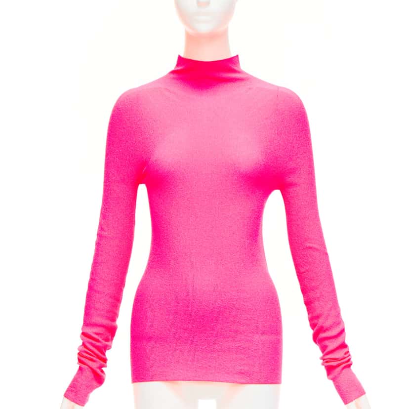 Celine Minimal Long Sleeve Top Pink Polyamide Never worn - Front View