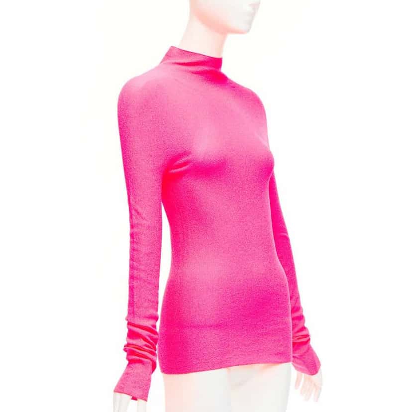 Celine Minimal Long Sleeve Top Pink Polyamide Never worn - Inside View