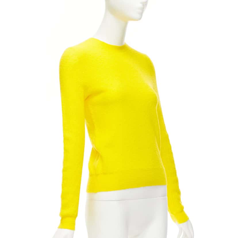 Celine Yellow Crew Neck Sweater Yellow Wool Never worn - Inside View