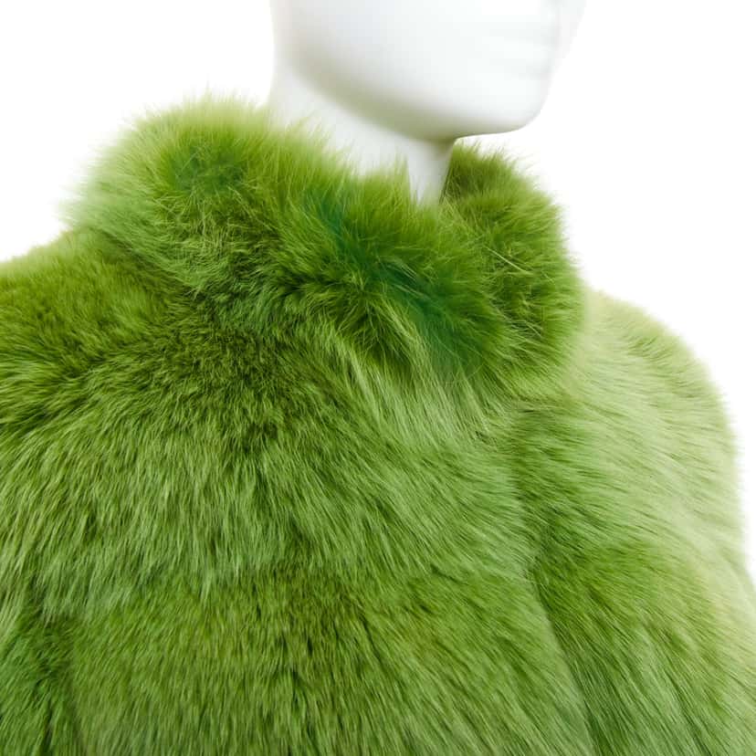 Emilio Pucci Green Dyed Short Coat Green Fur Never worn - Back View