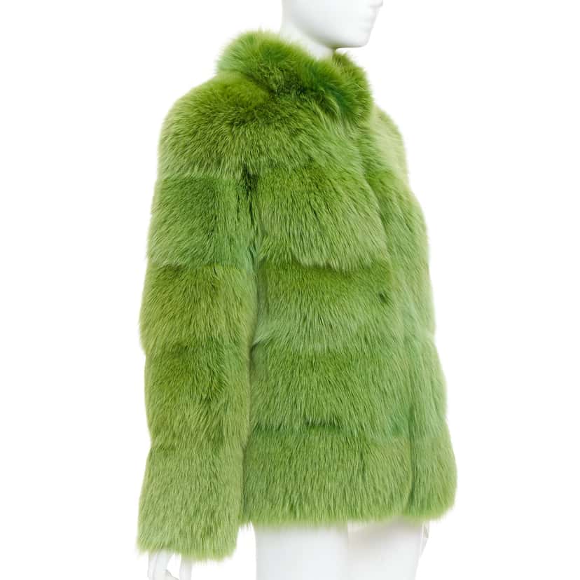 Emilio Pucci Green Dyed Short Coat Green Fur Never worn - Model View