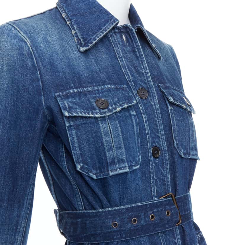 Saint Laurent Saharienne Blue Cotton Very good condition - Back View