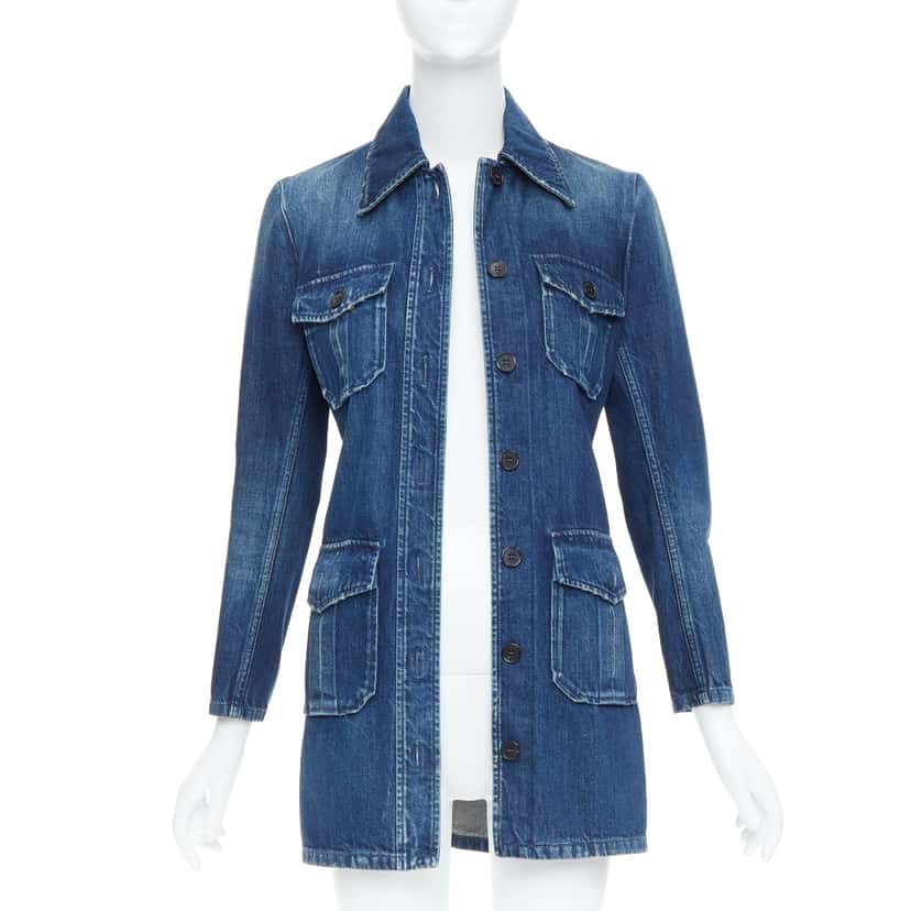 Saint Laurent Saharienne Blue Cotton Very good condition - Inside View