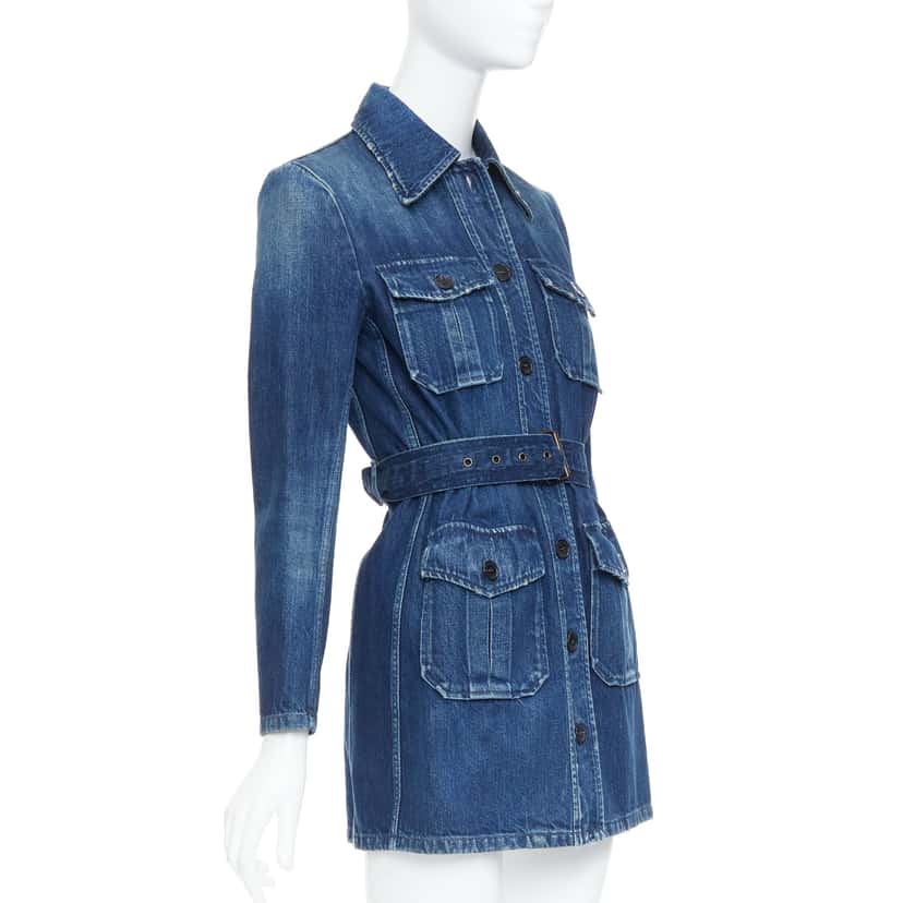 Saint Laurent Saharienne Blue Cotton Very good condition - Model View