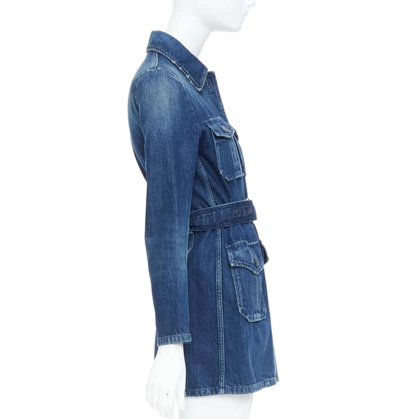 Saint Laurent Saharienne Blue Cotton Very good condition - Box View