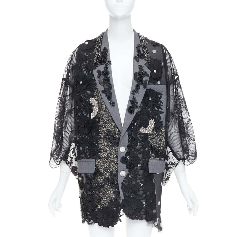 Antonio Marras Black Kimono Blazer Coat Black Wool Very good condition - Front View