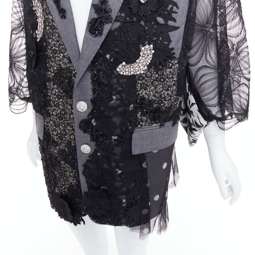Antonio Marras Black Kimono Blazer Coat Black Wool Very good condition - Back View