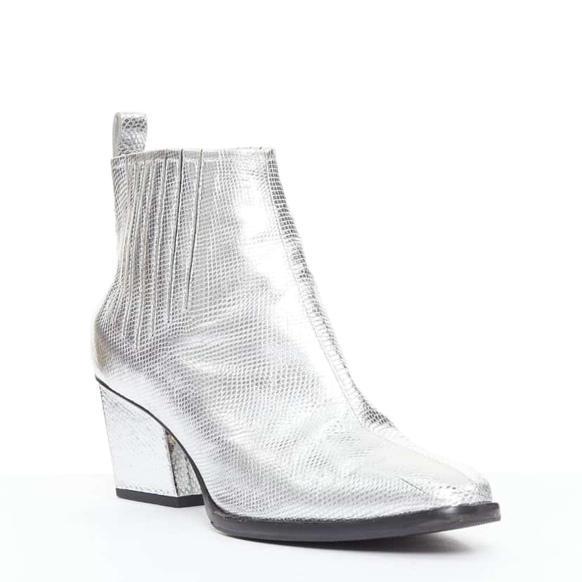 Roger Vivier Cone Heel Point Boots Silver Leather Good condition - Back View