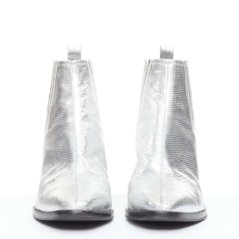Roger Vivier Cone Heel Point Boots Silver Leather Good condition - Inside View