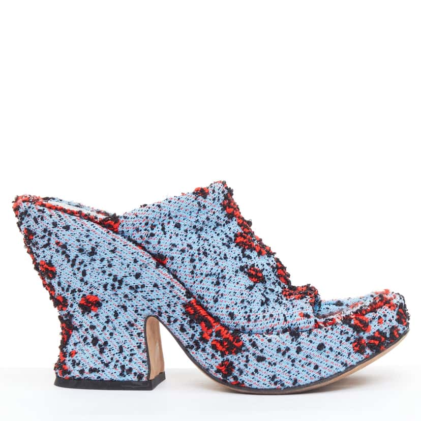 Bottega Veneta Boucle Platform Mules Blue Good condition - Front View