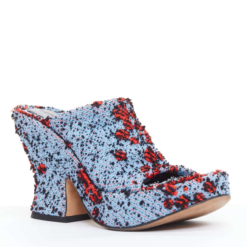 Bottega Veneta Boucle Platform Mules Blue Good condition - Back View