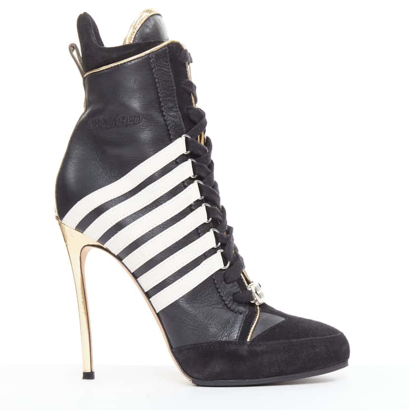 Dsquared2 Wrap Tie Chunky Boots Black Suede Good condition - Front View