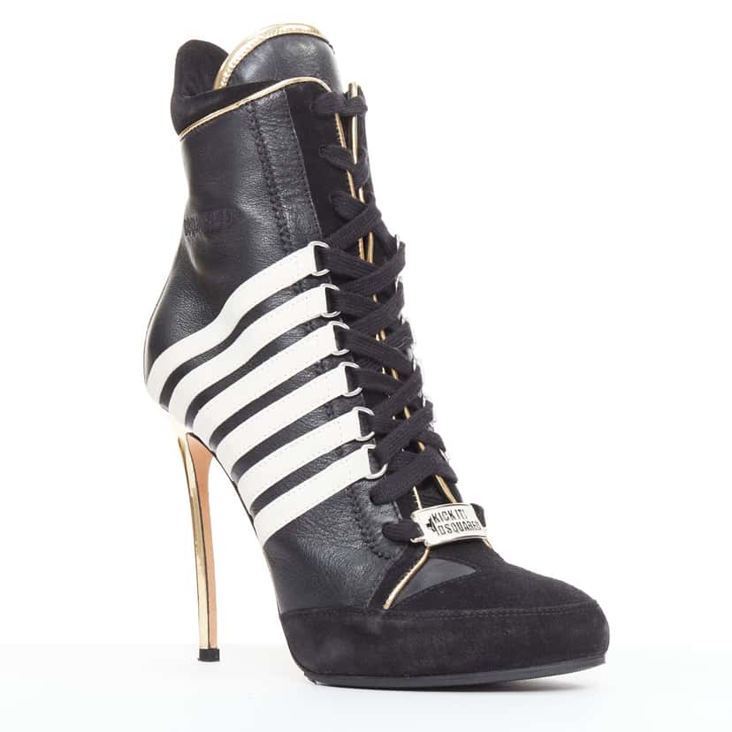 Dsquared2 Wrap Tie Chunky Boots Black Suede Good condition - Back View